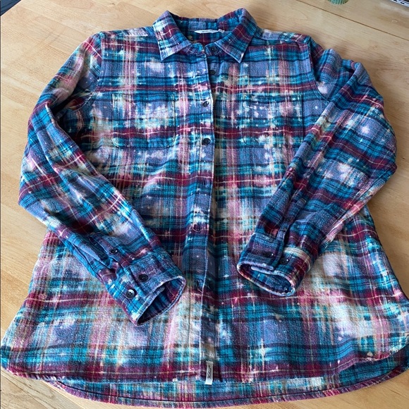Woolrich Tops - Woolrich Multicolor Plaid Button Down Shirt (Bleach Splattered Look)